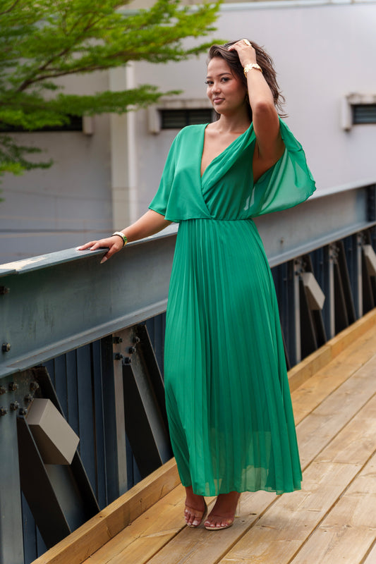 Robe longue plissé Jade