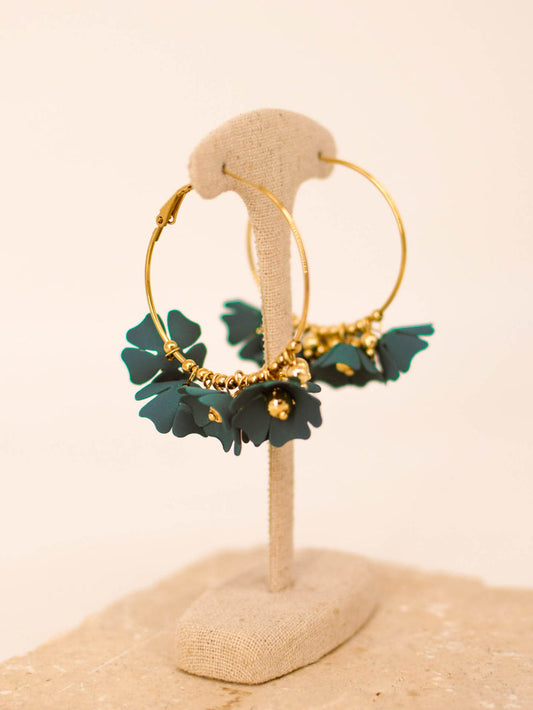 Boucle d'oreilles Fleur Emeraude